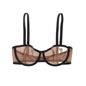 CUUP Mesh Underwire Balconette Bra Black Tan 34H